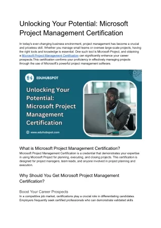Unlocking Your Potential_ Microsoft Project Management Certification