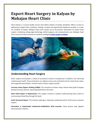 Advanced Heart Surgery in Kalyan: A Lifesaving Option