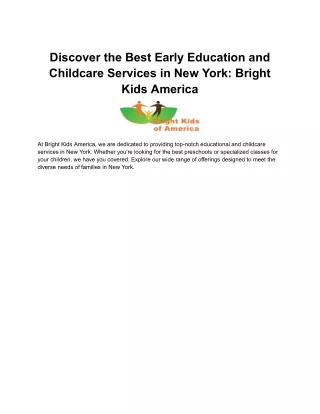 Discover the Best Early Education and Childcare Services in New York_ Bright Kids America