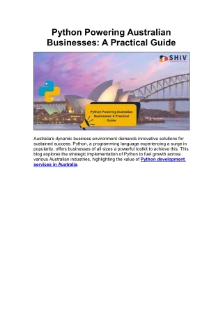 A Comprehensive Guide to Python Powering Australian Businesses