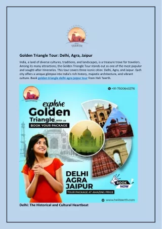 Golden Triangle Tour and Delhi, Agra, Jaipur