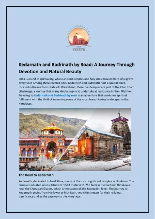 Kedarnath and Badrinath by Road and A Journey Through Devotion and Natural Beauty