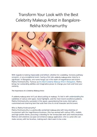 Celebrity Makeup Artist in Bangalore