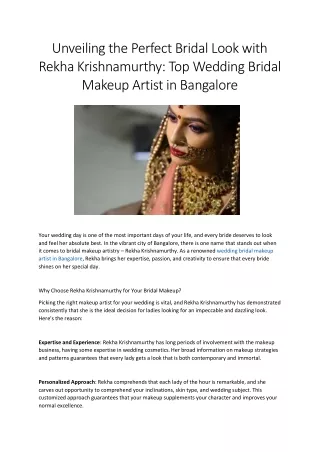 wedding bridal makeup artist in bangalore