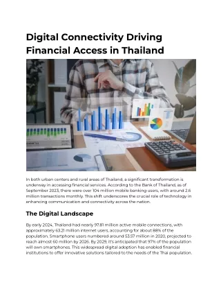Digital Connectivity Driving Financial Access in Thailand