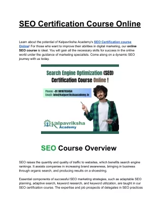 SEO Certification Course Online