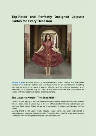 Top-Rated and Perfectly Designed Jaipuria Kurtas for Every Occasion