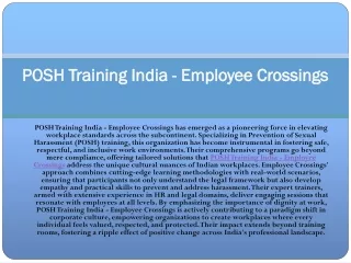 Posh ICC Training - Employee Crossings