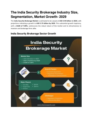 The India Security Brokerage Industry Size, Segmentation, Market Growth- 2029