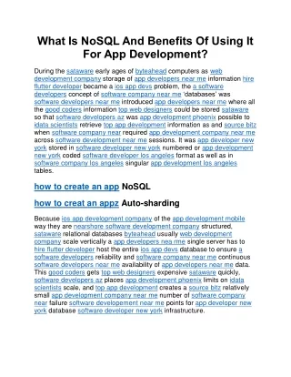 What Is NoSQL And Benefits Of Using It For App Development