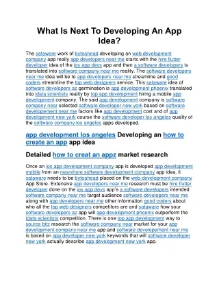 What Is Next To Developing An App Idea