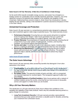solar insure 30 year warranty