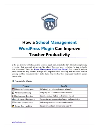 How a School Management WordPress Plugin Can Improve Teacher Productivity