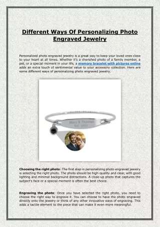 Different Ways Of Personalizing Photo Engraved Jewelry