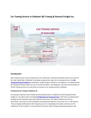 Car Towing Service in Oakland