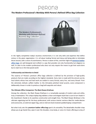 The Modern Professional's Workday With Perona's Refined Office Bag Collection