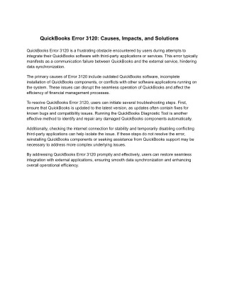 QuickBooks Error 3120: Causes, Impacts, and Solutions