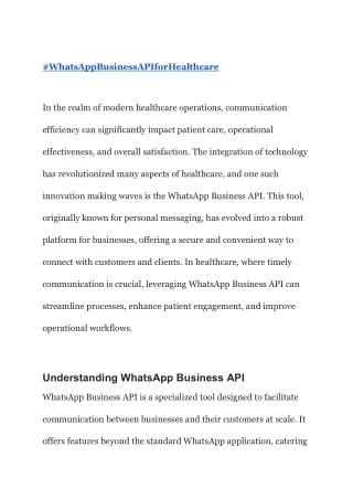 WhatsApp Business API: A Game-Changer for Healthcare Operations