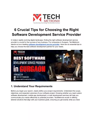 6 Crucial Tips for Choosing the Right Software Development Service Provider