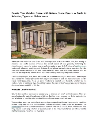 Elevate Your Outdoor Space with Natural Stone Pavers A Guide to Selection, Types and Maintenance