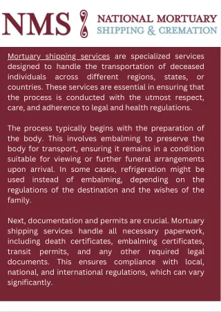 Mortuary shipping services