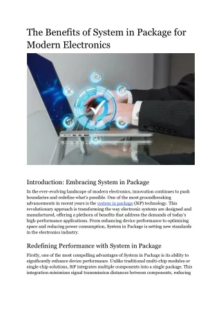 The Benefits of System in Package for Modern Electronics