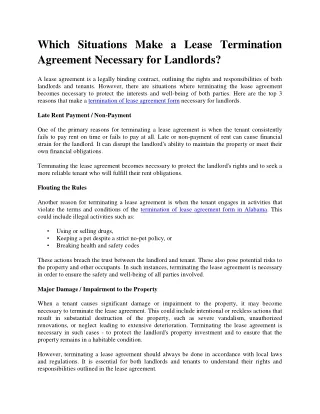 Which Situations Make a Lease Termination Agreement Necessary for Landlords?