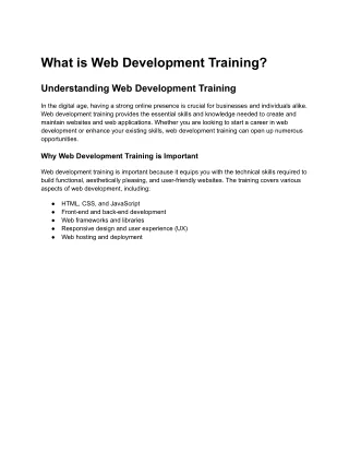 What is Web Development Training