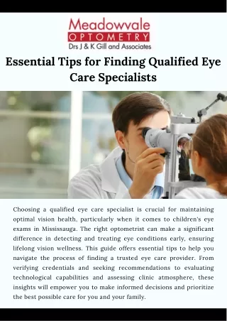 Essential Tips for Finding Qualified Eye Care Specialists