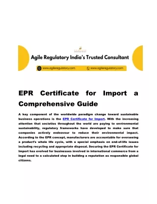 EPR Certificate for Import A Comprehensive Guide