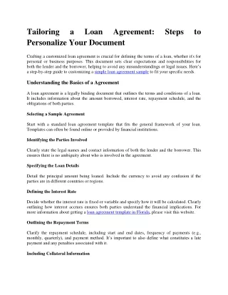 Tailoring a Loan Agreement: Steps to Personalize Your Document