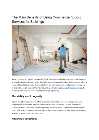 The Main Benefits of Using Commercial Stucco Services for Buildings