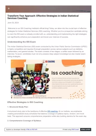 Effective Strategies in ISS Coaching