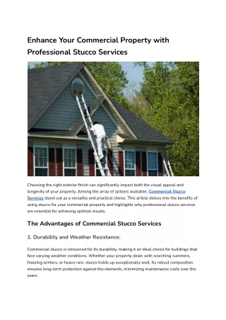 Enhance Your Commercial Property with Professional Stucco Services