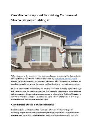 Can stucco be applied to existing Commercial Stucco Services buildings