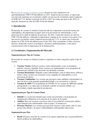 Mercado de Vacunas en América Latina, Informe 2032