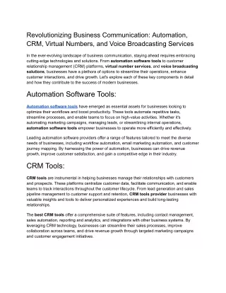 Revolutionizing Business Communication_ Automation, CRM, Virtual Numbers, and Voice Broadcasting Services.docx