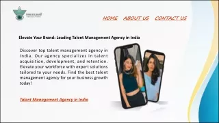 Elevate Your Brand: Leading Talent Management Agency in India