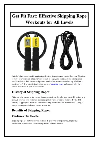 Get Fit Fast Effective Skipping Rope Workouts for All Levels