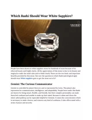 Which Rashi Should Wear White Sapphire