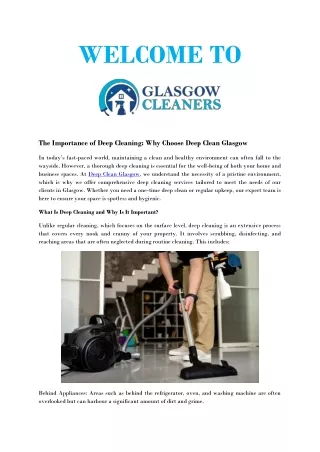 Glasgow's Premier Deep Cleaning Service