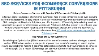(01) SEO services for ecommerce conversions in Pittsburgh