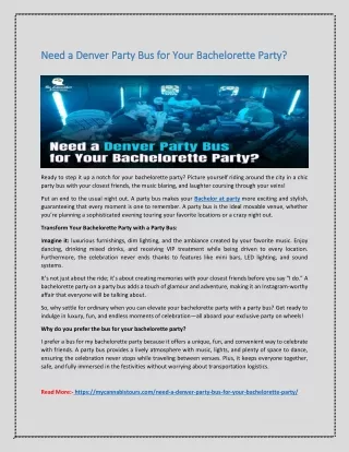 Need a Denver Party Bus for Your Bachelorette Party?