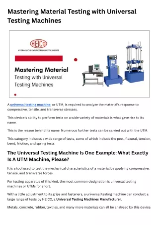 Mastering Material Testing with Universal Testing Machines