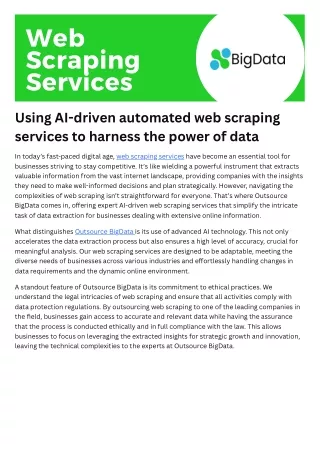 Outsource Web scraping services