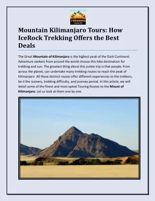 Mountain Kilimanjaro Tours: How IceRockTrekking Offers the Best Deals