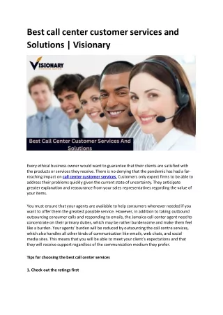 Best call center customer services and Solution