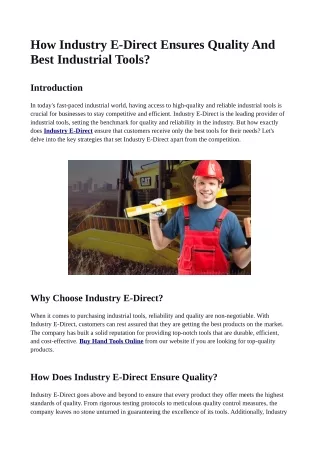 How Industry E-Direct Ensures Quality And Best Industrial Tools?