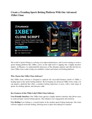 Create a Trending Sports Betting Platform With Our Advanced 1XBet Clone