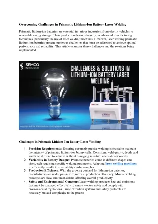 Overcoming Challenges in Prismatic Lithium-Ion Battery Laser Welding